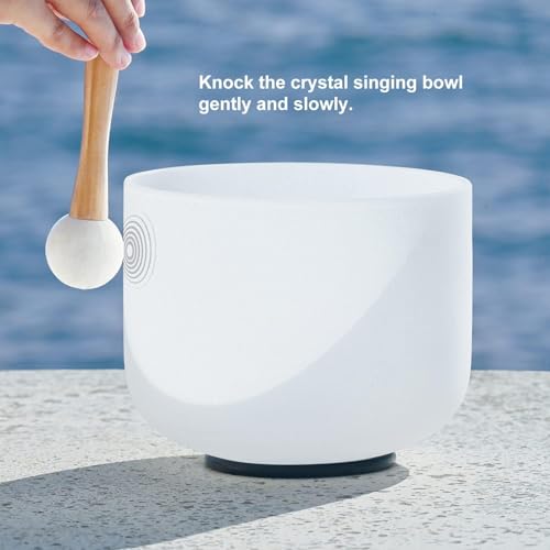 Cvnc FBA4328A 432Hz 8 Inch A Note Third-Eye Chakra Frosted Quartz Crystal Singing Bowl thumb #4