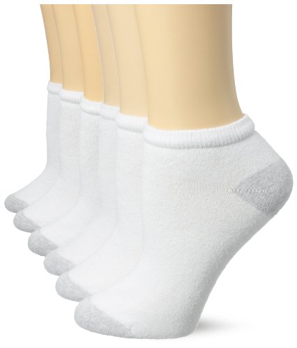 Fruit of the Loom Women's 6 Pack Plus Low Cut Socks, White, Shoe Size: 8-12