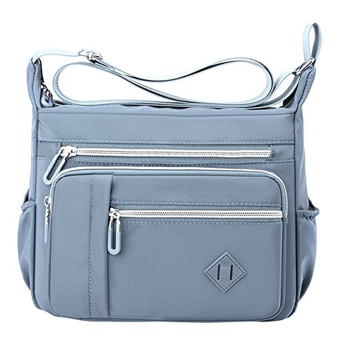 Bolso de hombro para mujer, espacioso, con múltiples bolsillos, bolso cruzado para mujer, bolso de mano de moda con asa superior, bolso de hombro para hombre, azul celeste, Talla única