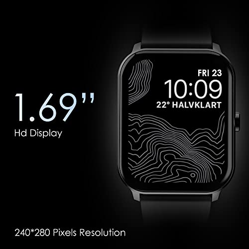 Image of RD Concur Bluetooth Calling Smartwatch, IP68 Water Resistance, 1.69'TFT Touch Screen, 25 Days Standby, 60+ Sports Mode, 24 * 7 Heart Rate, Step, Spo2, Sleep & BP Monitors | 6 Months Warranty-Black