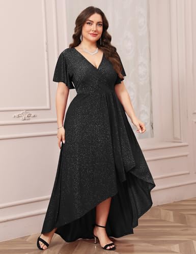 CYCLAMEN Plus Size Sparkly Formal Dress Sparkle Wrap A Line Long Slit Dresses Cocktail Party Evening Gown4