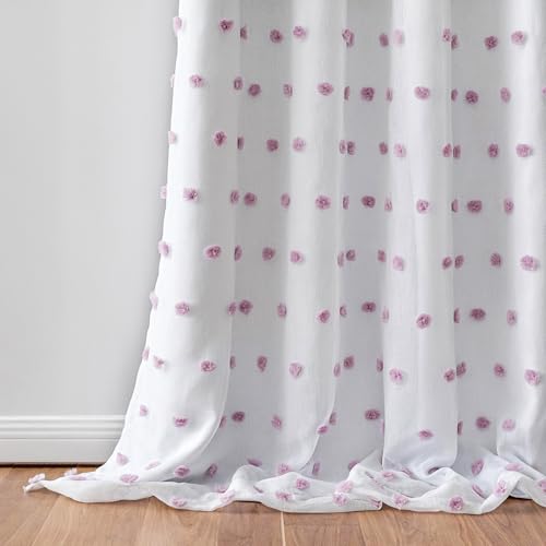 Image of MEETSKY Purple Blackout Curtains for Girls Bedroom,Pom Pom Curtain 50x90 in | 100% Blackout Light Blocking Drapes,Nursery /Kids /Girls Curtains,Room Darkening,Thermal Insulated Grommet Drape,2 Panels Set