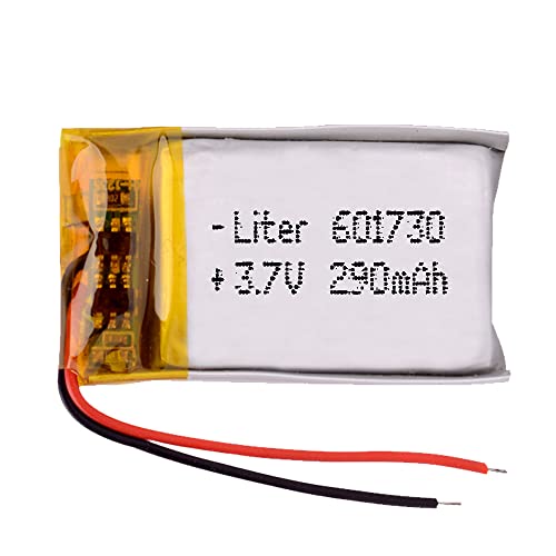 Batteria 601730 LiPo 3.7V 290mAh 1.073Wh 1S 5C per lelettronica Ricaricabile Telefono Portatile Video Luce LED GPS - Non adatto per Radiocomando 32x17x6mm 290mAh601730