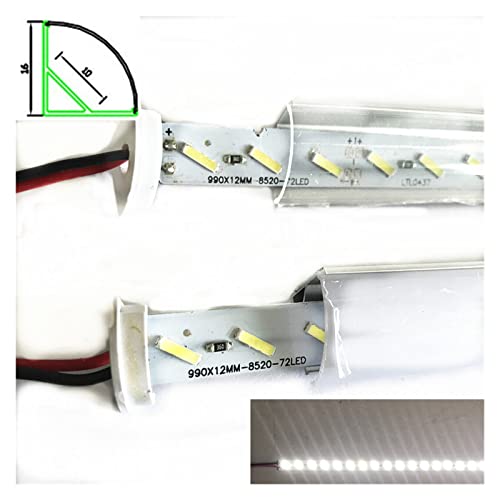 Bande LED rigide 12V 8520 double PCB | Profilé V transparent 18W/M blanc chaud 3000K - 2