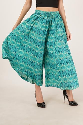 Image of COTLAND Fashions Jaipuri Cotton Printed Flared Palazzo Pants for Women