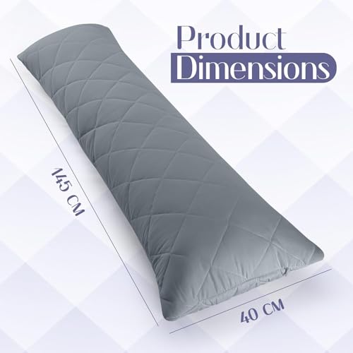 Utopia Bedding gestepptes Körperkissen, 40x145 cm Schwangerschafts- und Umstandskissen, Seitenschläferkissen, weiche Polyesterfüllung (Grau)