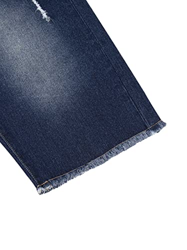 Pinkmarco Long Shorts For Women Jean Shorts Casual Summer High Waisted Bermuda Straight Leg Denim Shorts Mom Cute Curvy Cut Off Fringe Shorts Dark Blue X-Large #TOP5