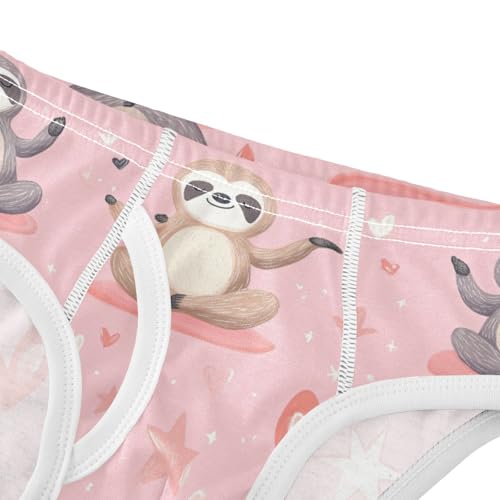 Wusikd Cute Sloths Doing Yoga Pink Heart Boys' Underwear Cotton Boys Briefs Soft Toddler Underwear 2T4