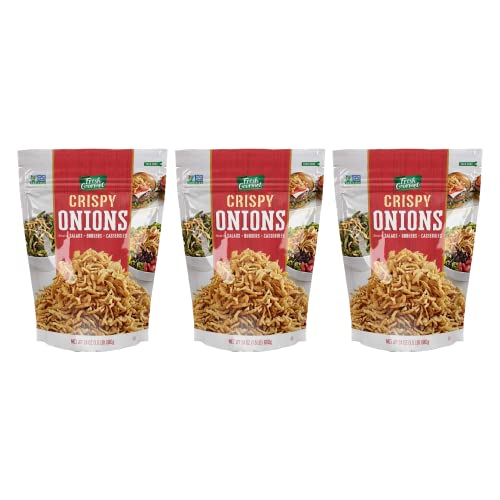 Image of Fresh Gourmet Onions for Salads, Burgers, Sandwiches, Wraps and Snacks, Crunchy Garnishes, Salad Mix Ins and Vegetable Toppings, Crispy Onions, 24 Ounce (Pack of 3)