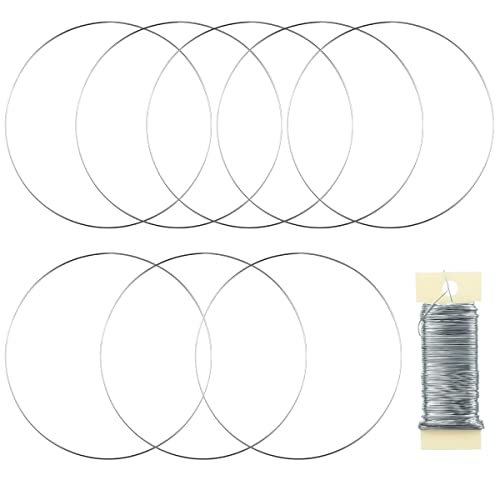 8 Pack Floral Hoop 16 Inches Metal Rings for Crafts Macrame Rings Hoop Wreath Dream Catcher Rings DIY Wreath Candle Rings Wreaths Craft Hoops, Silver