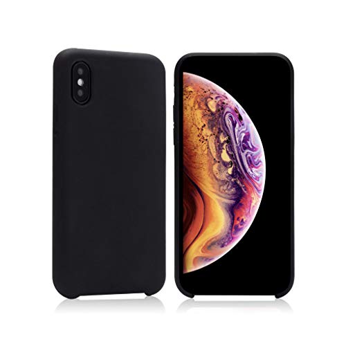 40s iPhone XS ケース シリコン 薄型 軽量 耐衝撃 iPhoneケース スマホケース Qi対応 ワイヤレス充電 シリコン素材 黒 (ブラック)
