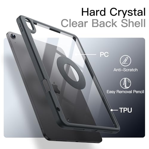Image of JETech Magnetic Detachable Cover Case for iPad Air 11-Inch M4 /M3 /M2 (2026 /2025 /2024), iPad Air 5th /4th with Pencil Holder, Removable Rotating Cover, Portrait /Landscape Stand (Space Gray)