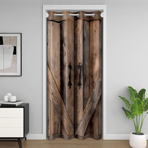 Feelyou Adults Rustic Wood Door Curtain for Doorway Privacy 34"x80"，Farmhouse