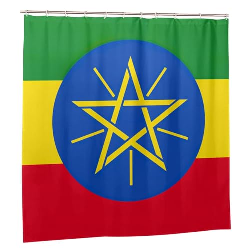 Rideau de douche Éthiopie en polyester de 183x183 cm avec 12 œillets