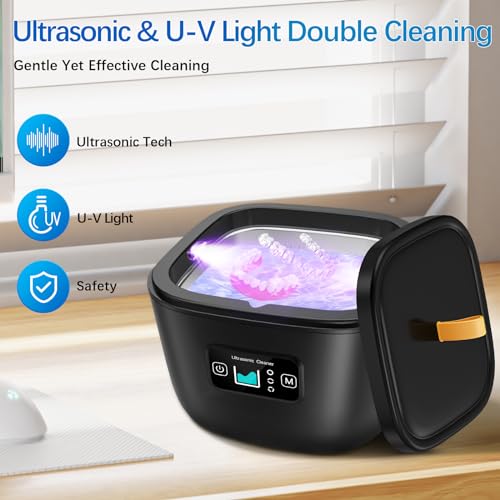 Limpador de retentor ultrassônico – Limpador ultrassônico Raccomb com luz LED de 45 kHz para dentadu