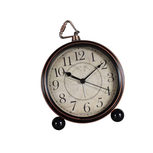 ULTECHNOVO Reloj Despertador Retro de Metal Negro Reloj de Mesa Silencioso sin Batería Compacto para Decoración del Hogar y Uso Diario