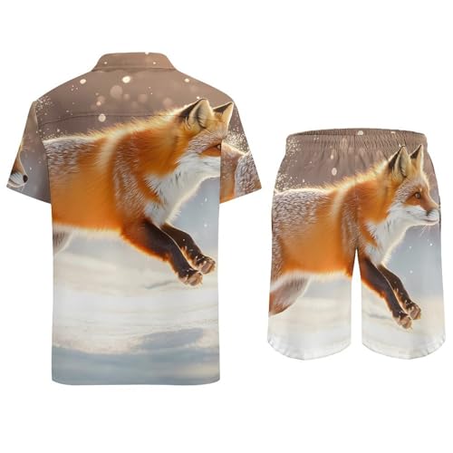 Conjunto de camisa y pantalones cortos de verano casual de 2 piezas Red Fox Jumping 6