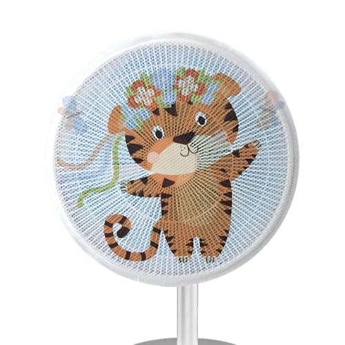 Fan Cover For Kids - Cute Tiger Pattern Fan Mesh Cover,Finger Protector for Child Safety, Household Fan Cover for Round Fan, Fan Protective Cover