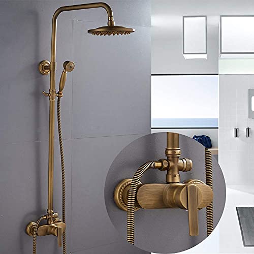 Système de douche en laiton antique anti-calcaire avec mitigeur de douche