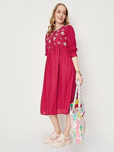 Image of Max Women A-Line Embroidered Midi Dress