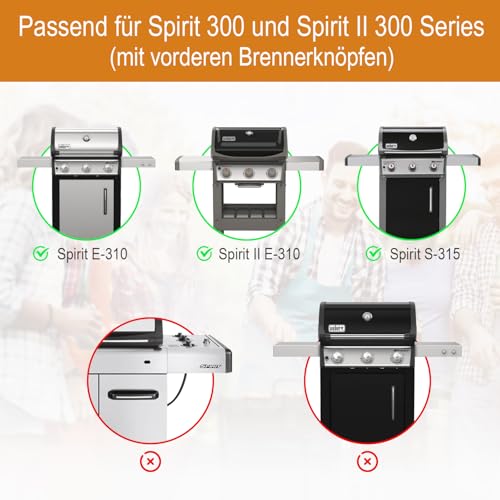 BBQ-Yummy 7636 Edelstahl Flavorizer Bars für Weber Spirit I & II E/S-310 320 330 Series, 38,8cm Brennerabdeckung Aromaschienen für Weber Spirit 300 Serie, Hitzeschild Ersatzteile