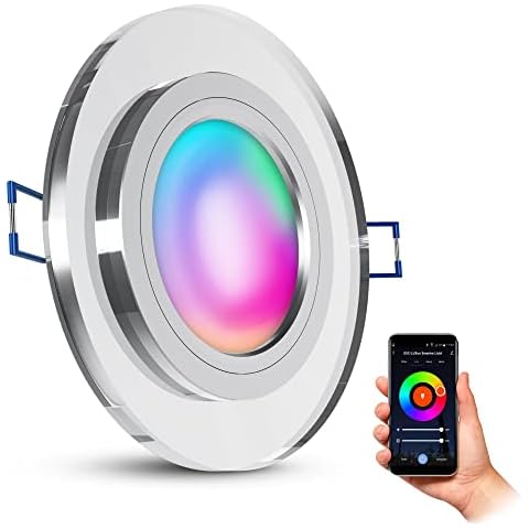 SSC-LUXon flache WiFi Einbauleuchte dimmbar aus Glas 230V inkl. Smart RGB+ Lampe Cover