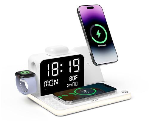 Acer Estación de carga inalámbrica 7 en 1 con reloj LED, cargador inalámbrico...