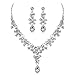 Keattl Collier Cristal De Mode Floral Tricolore Strass Collier Boucles d'oreilles Ensemble Set De Collier De Mariée Ornement (Argent)