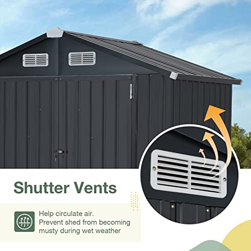 Oc Orange-Casual 6 X 4 Ft Outdoor Storage Shed, Metal Garden Tool Shed, Outside Sheds & Outdoor Storage Galvanized Steel W/Lockable Door For Backyard, Patio, Lawn, Black #TOP1