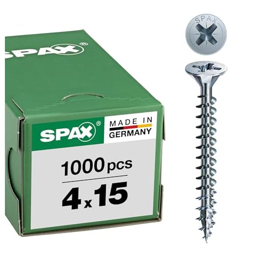 SPAX Universalschraube, 4,0 x 15 mm, 1000 Stück, Kreuzschlitz Z2, Senkkopf, Vollgewinde, 4CUT, WIROX A3J, blank verzinkt, 1081010400155