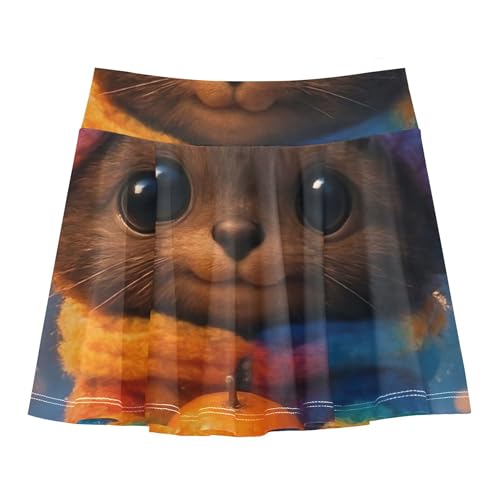 Tennis Skirts for Kids Cute Furry Creature Round Ears Girls' Shorts Athletic Skorts Custom Pleated Skort 4t