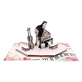 Tsophreniq Tarjeta de felicitación artística de pie con diseño de piano de flores con sobre a juego para festivales y eventos de celebración de boda