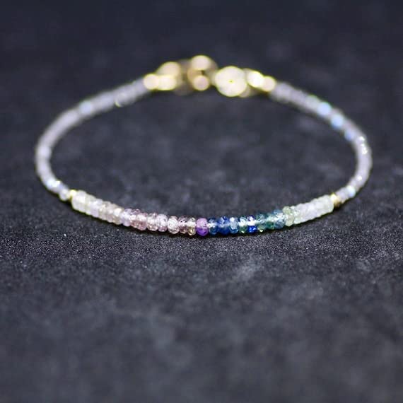 Bracelet labradorite et saphir violet 7 pouces LKBEADS LCBR-4021 - 2