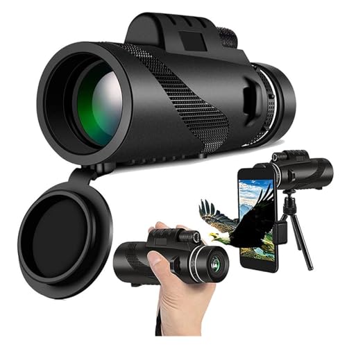 Tubkikare 80X100 Hd Monocular Telescope 8000M Long Range Zoom Bak4 Prism Telescope Med/utan Stativ Telefonklämma Jakt Utomhuscamping Kraftfullt Okular Och FöRstoringsglas(BlackB With Tripod)
