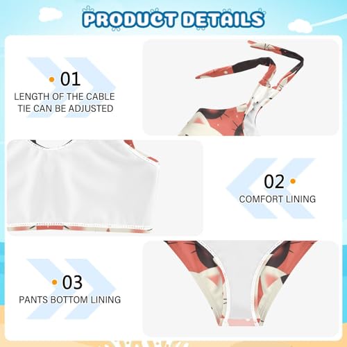 KLL Black Cat White Cute Cartoon Girls' Two Piece Bikini Set Scoop Neck Swimsuits Swimming Suits Adjustable Strap4