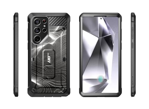 Image of SUPCASE UB Pro Case for Samsung Galaxy S24 Ultra, [2 Front Frame] [Military-Grade Protection] Heavy Duty Rugged Case with Built-in Screen Protector & Kickstand & Belt-Clip (BlackRipple)