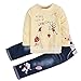 LUKYCILD Toddler Girl Clothes Baby Girl Long Sleeve Top + Jeans Pants with Pockets 2 Piece Outfit Cartoon Clothing Set