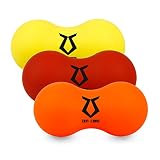 Zen Core Massage Peanut Original - Faszienrolle innen hohl im 3er Pack aus Gummi, Gelb, Orange, Rot, gibt bei Druck etwas nach, Größe 13 x 6,5 cm für Triggerpunkt- & Faszienmassage/Physiotherapie