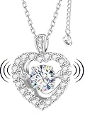 Diamond Floating Necklace for Women,1Carat Moissanite Dancing Heart Pendant,Lab Diamond Heart Jewelry Love You Necklace Gift for Mother's Day Women Mom