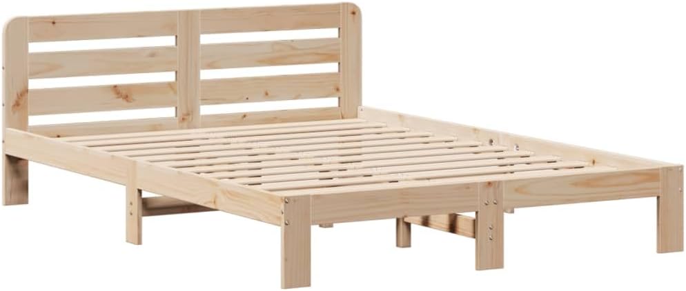 vidaXL Bed Frame 120x190 cm Small Double Solid Pine Wood/Brown with Slatted Base and Extra Storage - Modern Bedroom Furniture