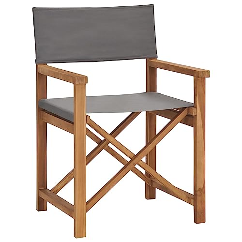 UTSRABFA Deckstühle Freizeitstühle Terrassen-Schwingstuhl Bar-Stühle Regiestuhl Massivholz Teak Grau Geeignet für Außenbereich, Küche, Esszimmer, Gästezimmer