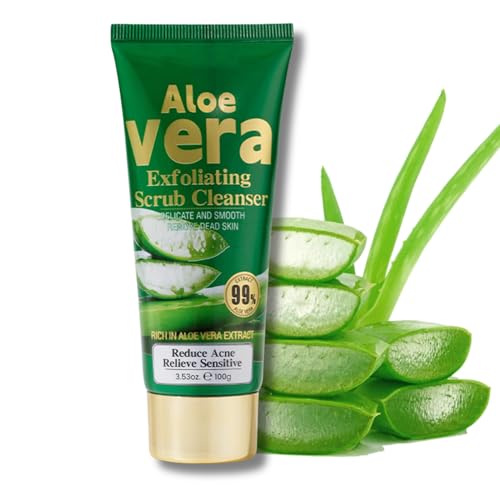 Aloe Vera Exfoliating Scrub Cleanser, Aloe Vera Gel Face Wash, Natural Acne Face Wash, Face Wash For Men & Women, Cream Cleanser For Acne Prone & Oily Skin Face Wash - Soothe Purify Facial Skin Care