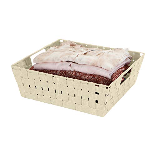 Kennedy Simplify Bins/Totes - Large Storage Baskets - Woven Strap/Storage Organizer - Lightweight - Ivory - 13"X15"X5 #TOP4