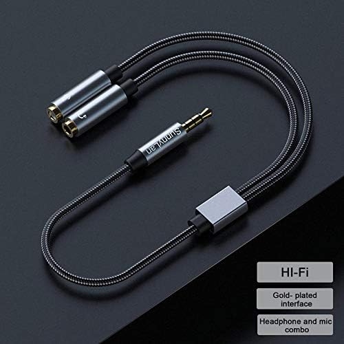 Rpanle Headphone Mic Splitters Adapter, 3.5mm Male to Dual 3.5mm Female Audio Mic Y Splitter Adapter Compatible with Phone, Laptop, Gaming Headset, External Microphone and MP3 players (30cm)