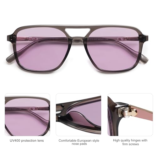 Image of SOJOS Retro Aviator Sunglasses for Women Men,Trendy Rectangle Womens Mens Shades Sun Glasses SJ2202