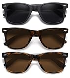 MEETSUN Retro Polarized Sunglasses for Women Men Classic Mirror Lens Driving Sun Glasses 3 Pack Black Tortoise Brown
