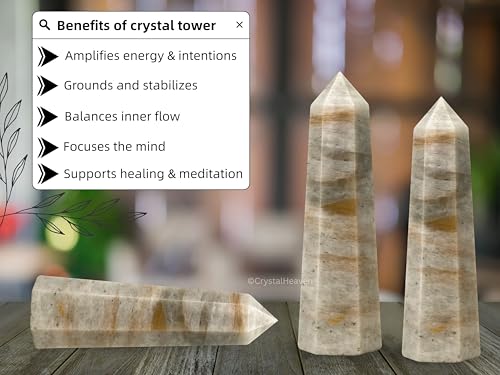 Image of Crystal Heaven Chrysoberyl Cat's Eye Crystal Tower Obelisk Point for Chakra, Healing and Balancing - AAA Grade Original Certified Gemstone Agate for Reiki Meditation Yoga Spiritual (2-3 Inches)