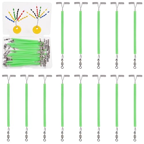 OROOTL Fishing Leaders Stainless Steel Fishing Wire Leader Trace 3 Way Luminous Tube Fishing Rigs with Swivels T Shape Balance Lure Connector for Surf Saltwater Freshwater Gear