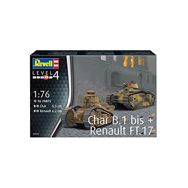 Revell GmbH 03278 3278 1:76 Char B.1 bis & Renault FT.17 Kunststoff Modellbausatz, Mehrfarbig, 1/76 – Bild 3