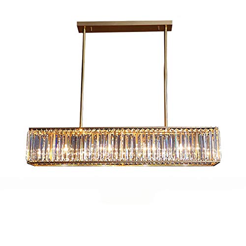 Lustre en cristal K9 rectangulaire et cuivre chic pour îlot de cuisine de luxe
